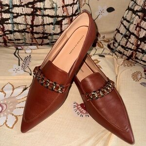 Fashion to Figure Brown Pointed Chain-Trim Loafers